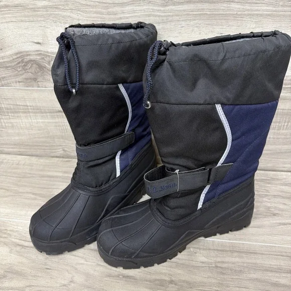 LL Bean Northwoods‎ Snow Boots Boys Youth Size 7 Felt Lined Waterproof Blue