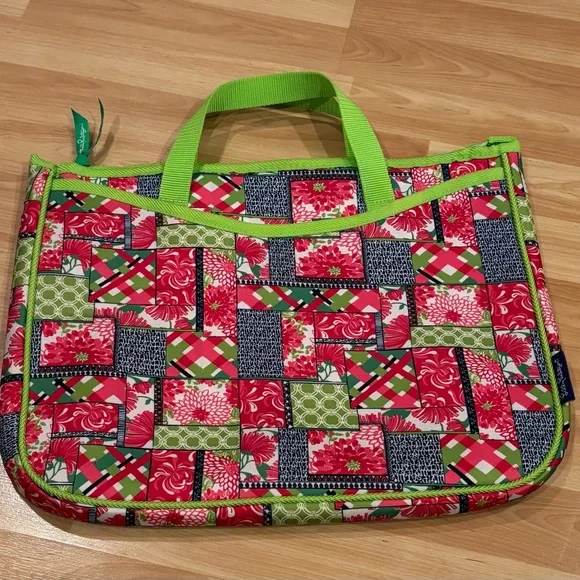 Lilly Pulitzer Patchwork‎ Laptop Bag with Green Accents