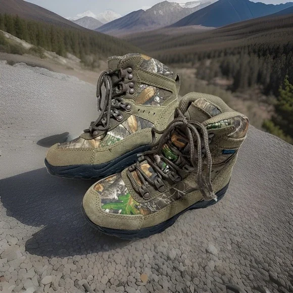 RealTree EDGE Camo Youth Size 1 Waterproof Hunting Boots Like Dads NWOT