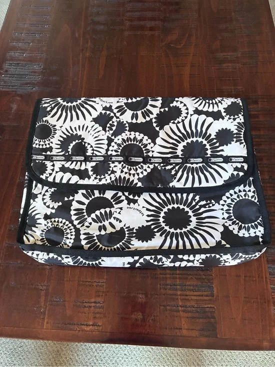 LeSportsac Black and White Floral Laptop Sleeve
