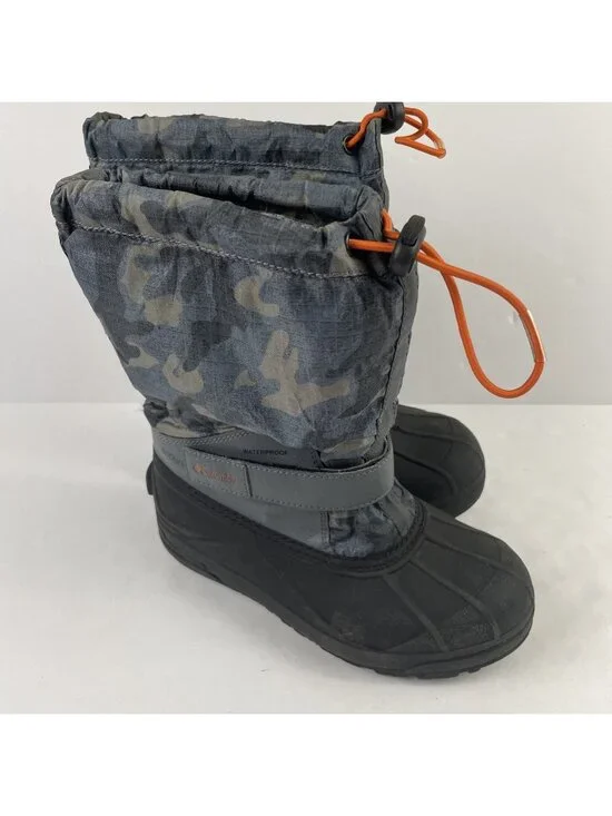 Columbia Powderbug Forty Print Snow Boots Youth 4 Waterproof 400g Insulated Camo