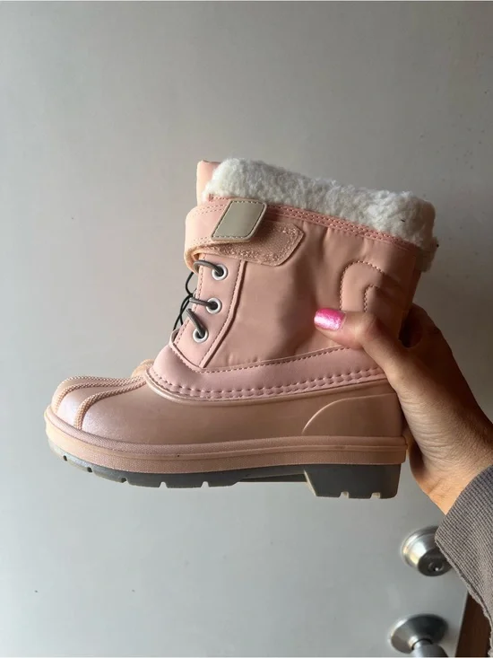 Cat & Jack Pink Kids Rain & Snow Boots with Faux Fur Cuff