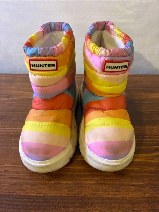 Hunter Kids Rainbow Stripe Puffer Boots - Multi-Color