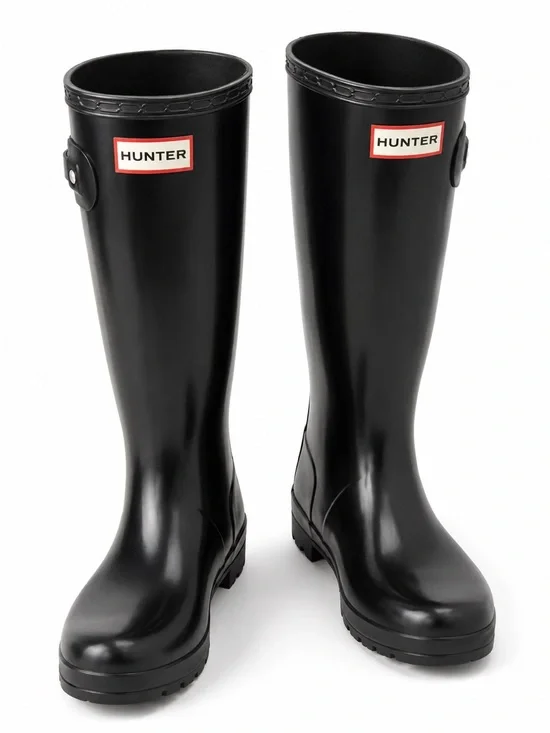 Hunter Original Kids Gloss Rain Boots Black Waterproof Wellington