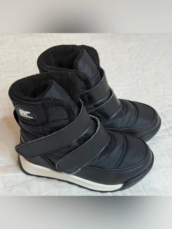 Sorel Whitney II Strap Boots Toddler Kids 7 Snow Waterproof Boot Black & White