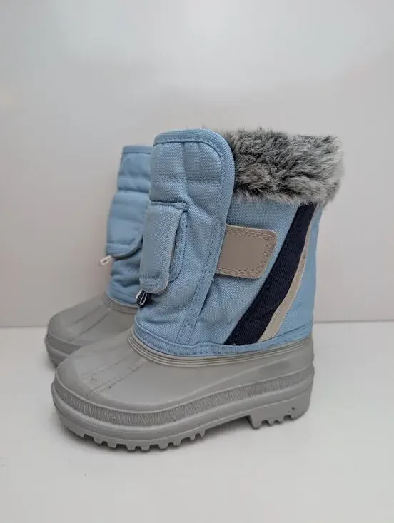Toddler Kids Blue Grey Snow Boots Outdoor Ankle Winter Boot Size US 8 T