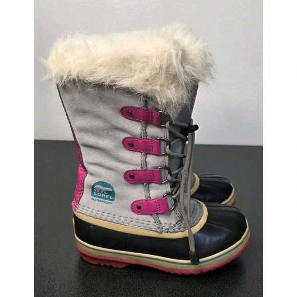 Sorel Boots 2 Gray Pink Joan of Arctic Duck Winter Snow‎ Waterproof Insulated