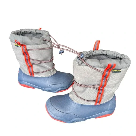 Crocs Kids‎ Swiftwater Hydroguard Waterproof Snow Boots Size J2 Blue Gray Shoes