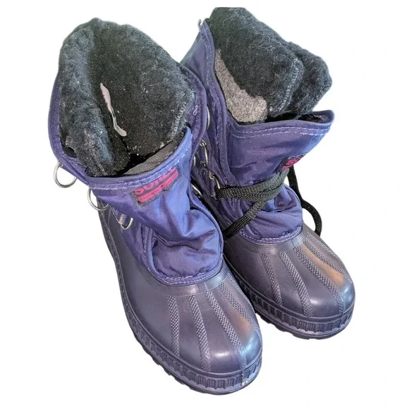 Vintage Kaufman Sorel ELK Boots‎ Made in Canada Purple Grey Youth 4