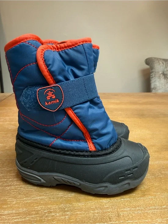 Kids' Snowbug 5 Waterproof Faux Fur Lined Boot   Blue Neon Orange Black Sz 10