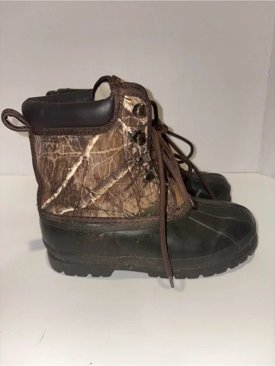 Magellan Kids Brown Camo Waterproof Winter Boots- size 2