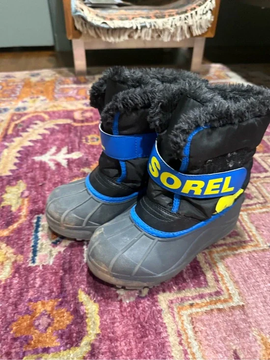 Sorel Kids Black Blue Yellow Snow Boots