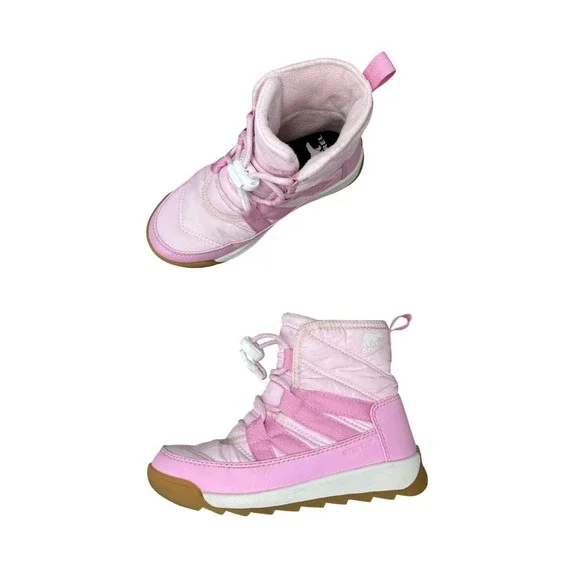 Sorel Whitney II Boots Pink Waterproof Snow Boots Ankle Plus Lace Kids Size 12