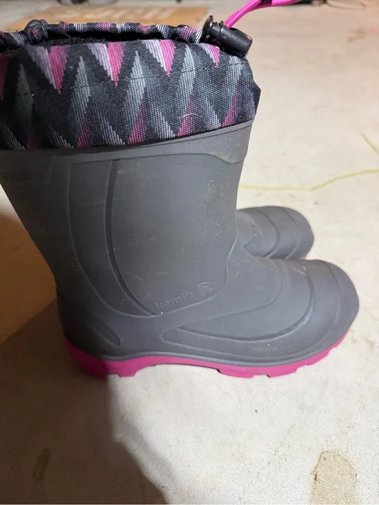 Kamik Gray and Pink Kids' Waterproof Winter Boots