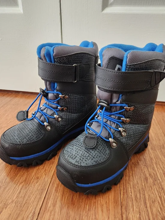 DSG Black and Blue Boys Kids Snow Boots Water Resistant Insulated, Size 1