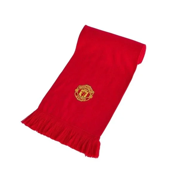 Manchester United‎ Red Embroidered Logo Acrylic Scarf With Fringe New