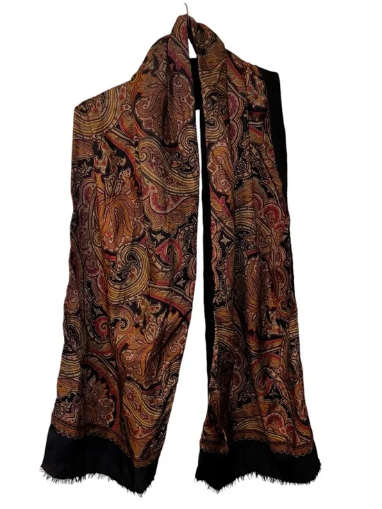 Paul fredrick RICH silk paisley wool backed scarf