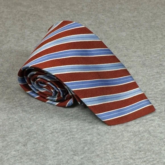 Brooks Brothers Neck Tie‎ Repp Stripe Red Blue 100% Silk Stain Resistant NOTE