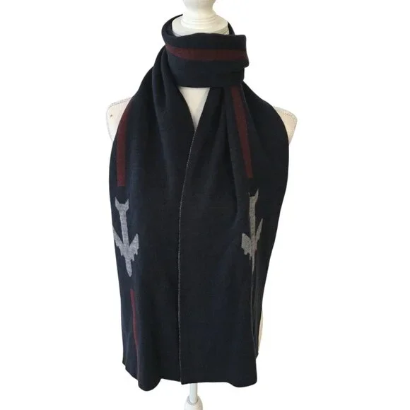 Johnston & Murphy Mens Scarf Plane Stripe Navy Travel‎ Theme Airplane Pilot