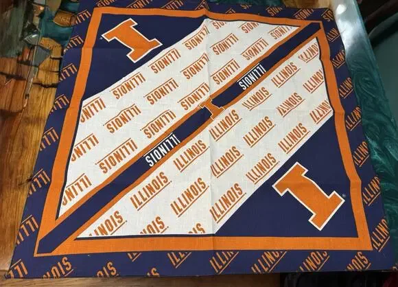 University Of Illinois Fighting Illini Bandana Orange Blue White 21” X 21”