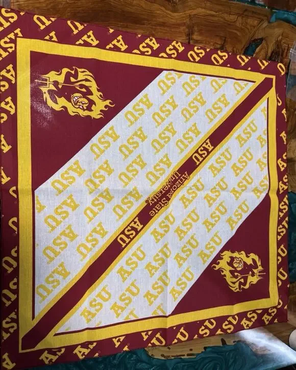 College Team Tie Bandana for NCAA NEW ASU Arizona State University 21” X 21”