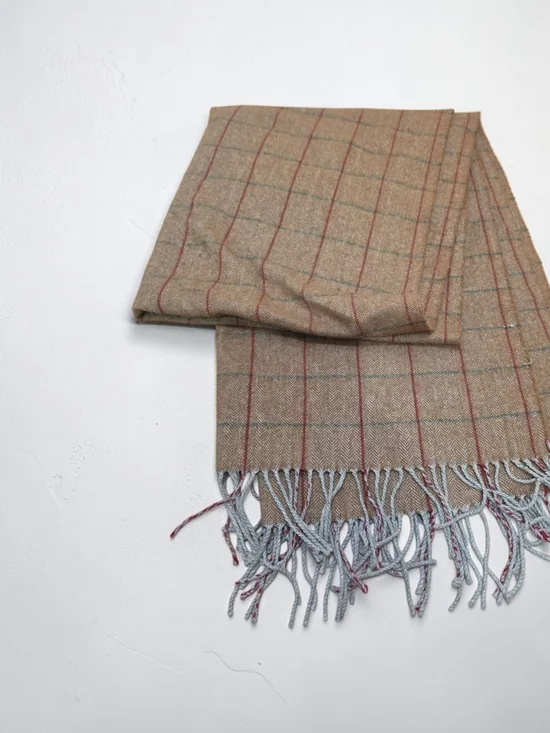 Brown Plaid Men's Scarf - Classic Checked Winter Accessory