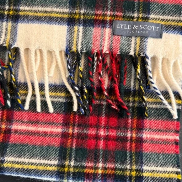 Vintage Lyle & Scott Scotland Dress Stewart Tartan Likely Cashmere Scarf Fringe