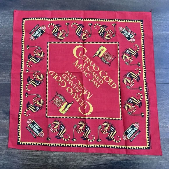 Jose Cuervo Gold Bandana 1996 Untamed Music Jam Red Vintage 21X21 NWOT Armadillo