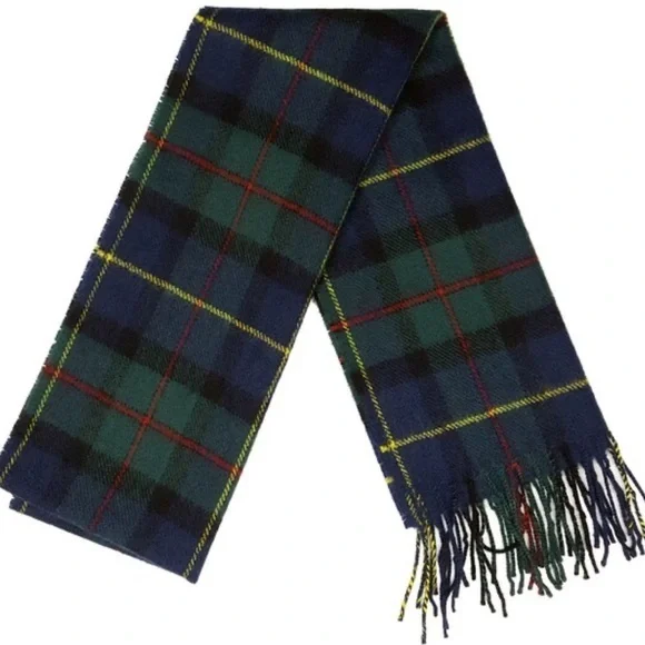Pendleton Tartan Wool Scarf - Navy, yellow, red and Forest Green