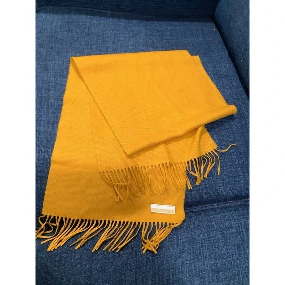 Perry Ellis ~ fringe fringed Yellow  Wool Scarf 11