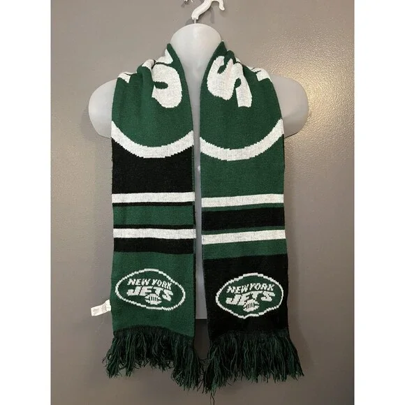 New York Jets Scarf Mens One Size Green Black NFL Football Knit Winter FOCO