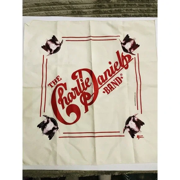VTG The Charlie Daniels Band Cream/Red Bandana Concert Excellent Condition