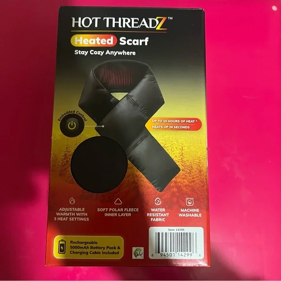 Hot Treadz Black Heated Scarf NIB
