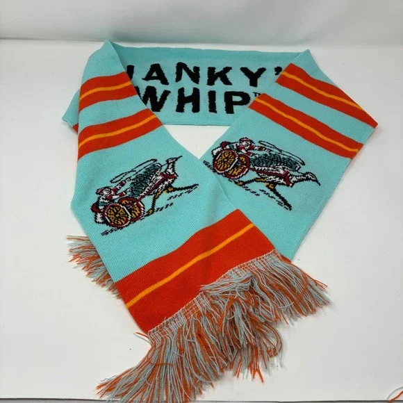 Shanky's Whip Irish Whiskey Knit‎ Scarf Aqua Blue Orange Ostrich Logo Promo