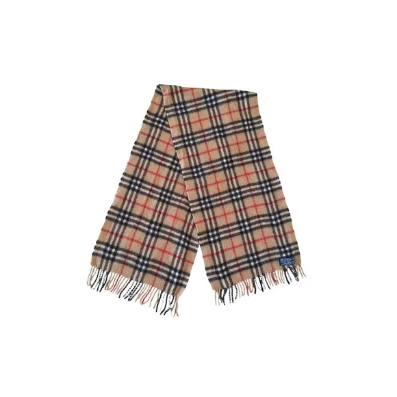 Burberrys of London Vintage 100% Cashmere Nova Check Scarf Tan Made in England