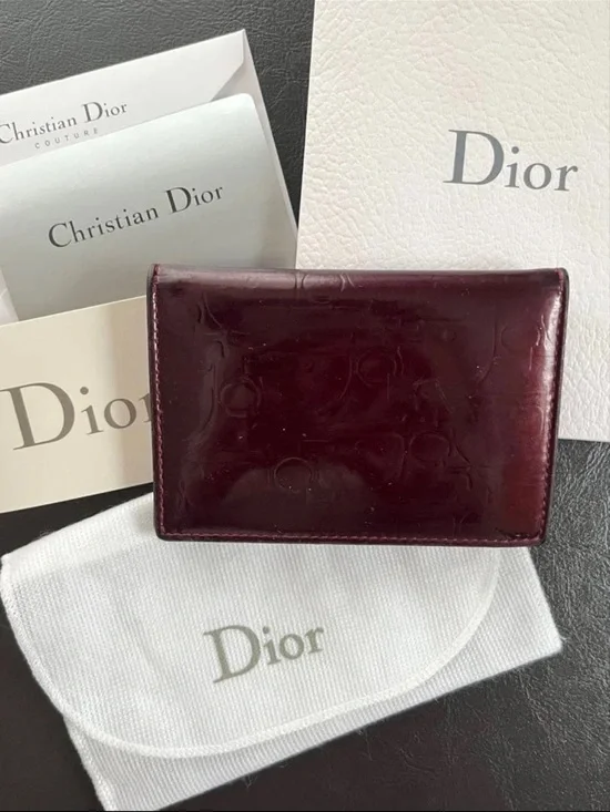 Dior Burgundy Patent Leather Card & Key Holder