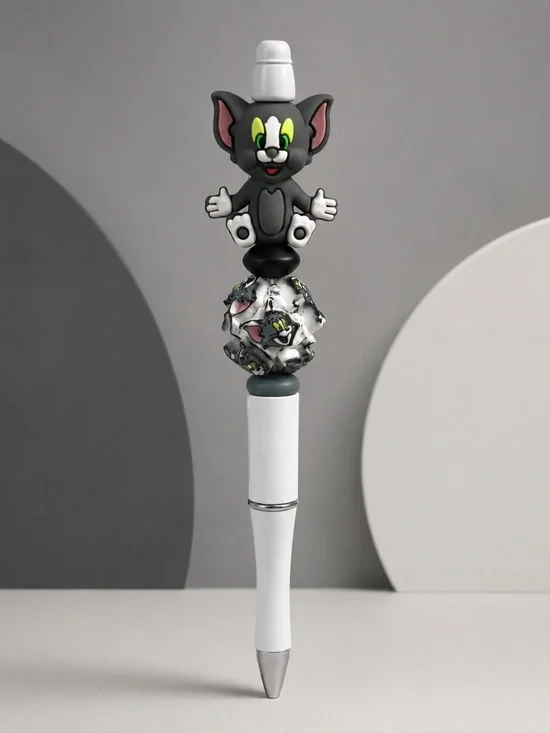 Classic Cartoon Cat Handmade Beaded Decorative Pen