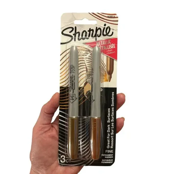 New 2pk Sharpie Metallic Permanent Markers Fine Tip Gold & Bronze