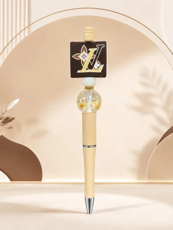 Elegant Cream Floral Handmade Pen