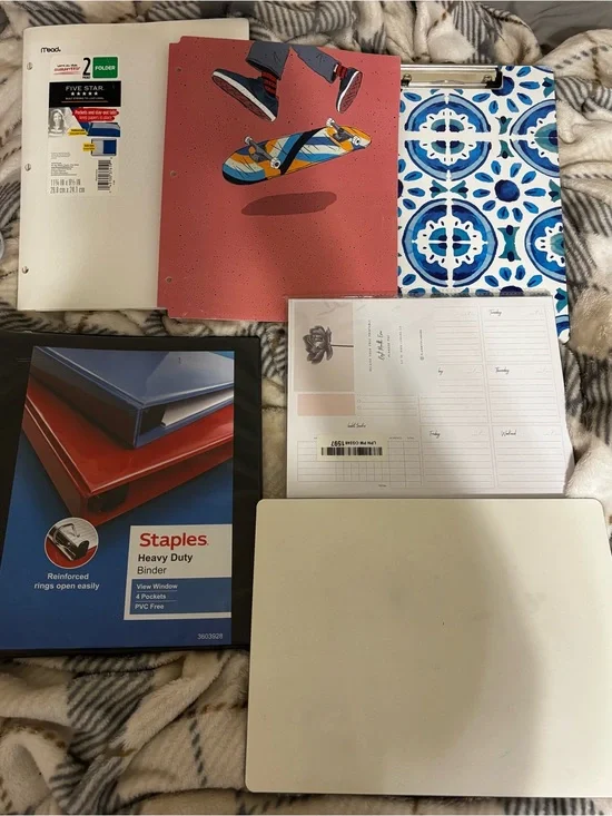 Mixed Stationery Bundle with Blue Tile Clipboard & Whiteboard