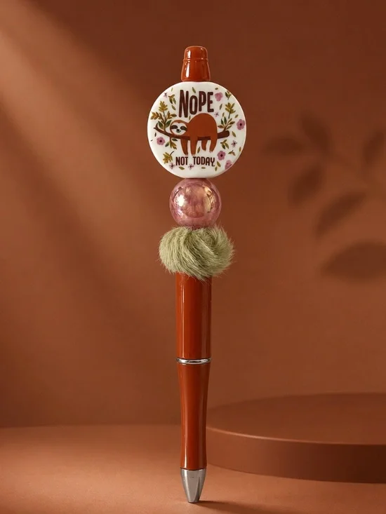Nope, Not Today Decorative Sloth Beaded Pen