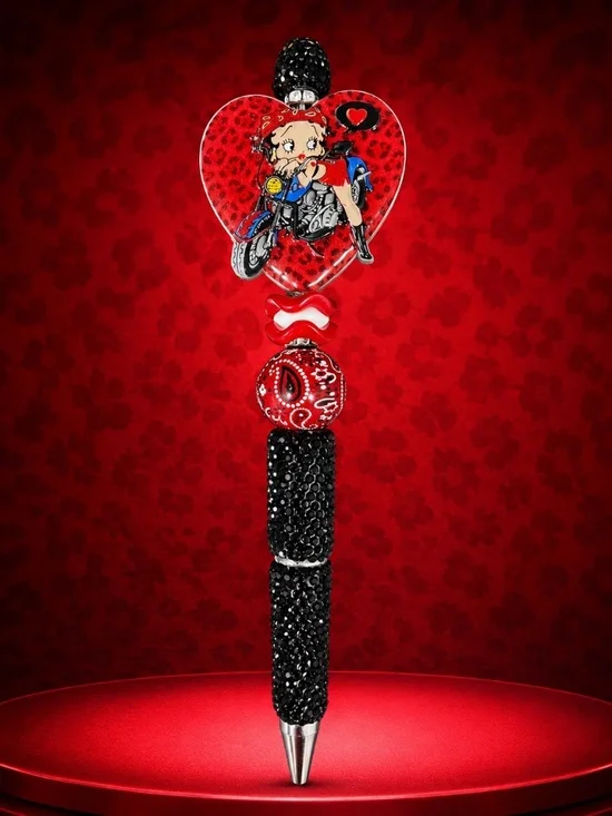 Betty Biker Heart Rhinestone Decorative Pen