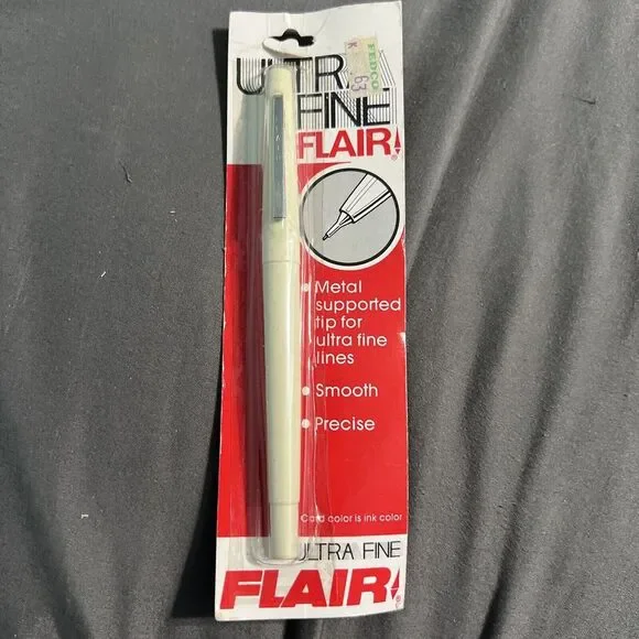 Vintage FLAIR Paper Mate Ultra‎ Fine Plastic Point, Metal Collar RED