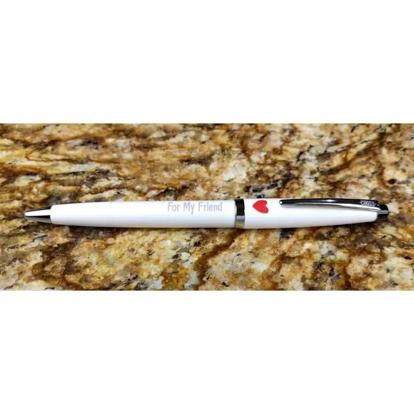 CROSS Solo White & Chrome Twist Ballpoint Pen Hallmark‎ FOR MY FRIEND RED HEART