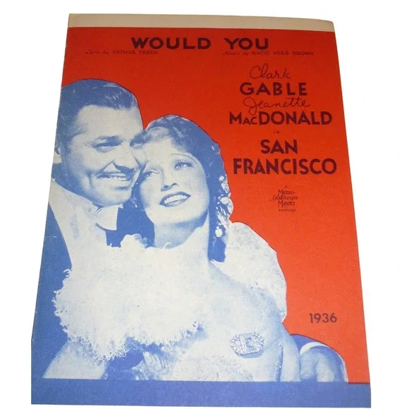 San Francisco Movie‎ Sheet Card Clark Gable 1936 Travel Letter