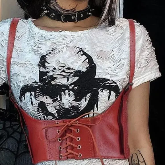 Harness Belt Red Leather