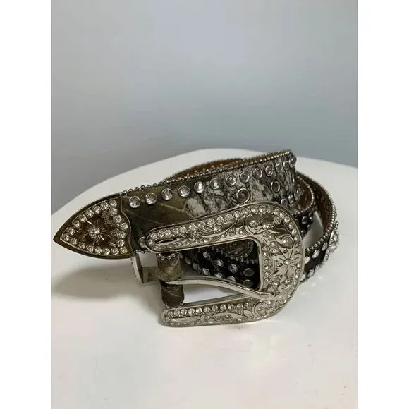 Blazin Roxx Green Camo Jeweled Western Belt