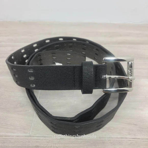 Women's DKNY Faux-Leather Black Belt