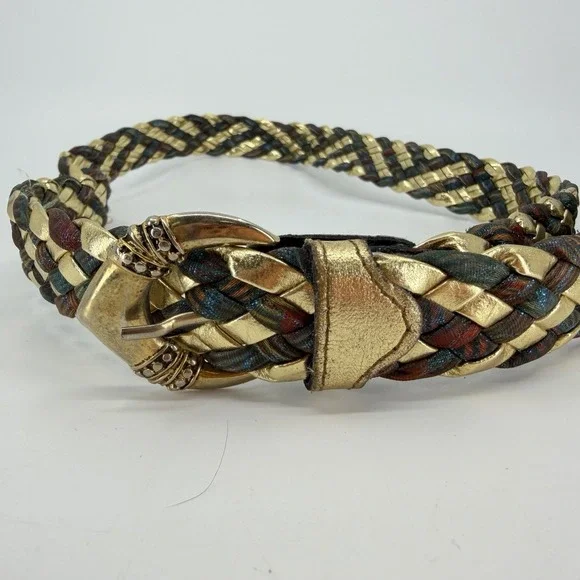 Vtg Artisan‎ Luigi Lanatta Multi-Color Woven Braided Belt Made In Italy Size 95