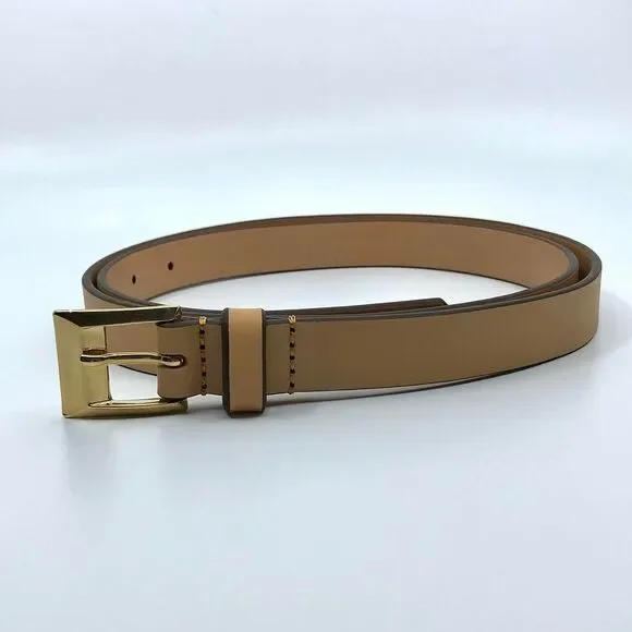 M.M.LaFleur Women's Beige, Gold Buckle, Italian Leather, 34-38 Inches, X7G9A432